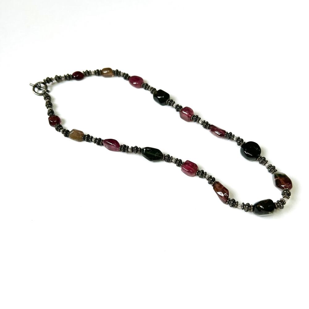 Amethyst and Quartz Beaded 16" Toggle Necklace